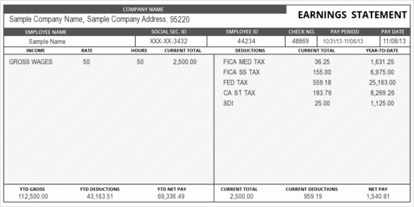 Truck Driver Pay Stub Template Elegant 24 Pay Stub Templates Samples Examples &amp; formats