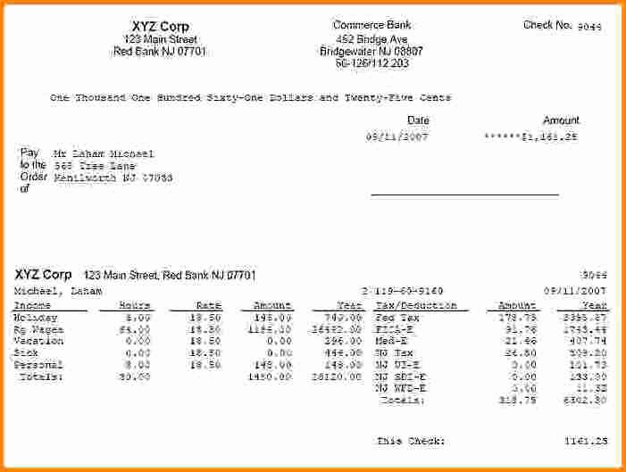 Truck Driver Pay Stub Template Inspirational 8 Paycheck Stub Example