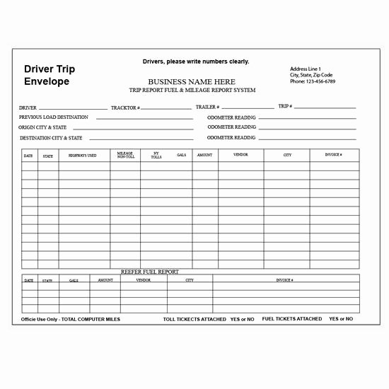 Truck Drivers Trip Sheet Template Awesome Trucking Pany forms and Envelopes Custom Printing