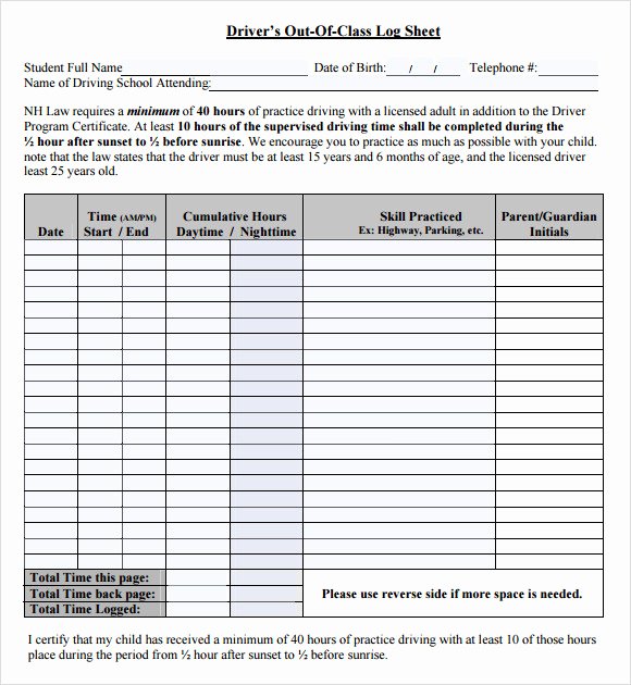 Truck Drivers Trip Sheet Template Lovely Sample Log Sheet 9 Documents In Pdf Word