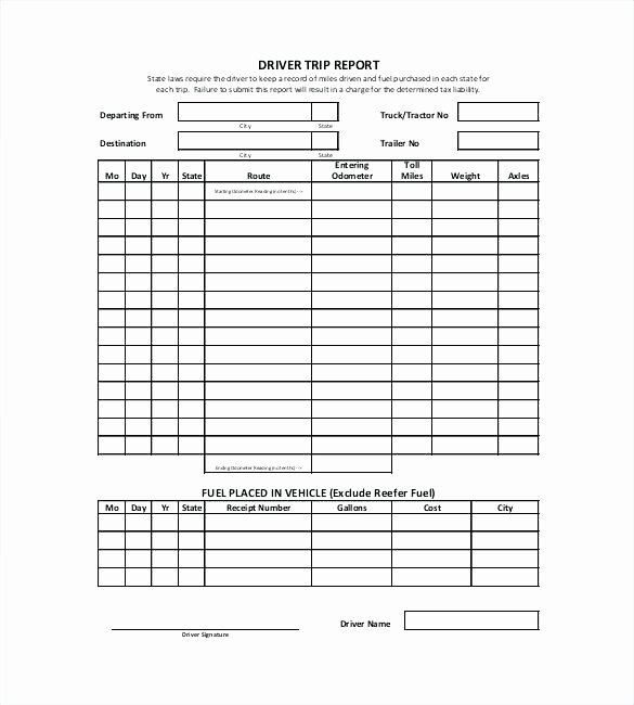 Trucking Trip Sheet Templates Beautiful Truck Driver Trip Report Template