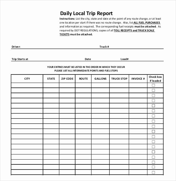 Trucking Trip Sheet Templates Inspirational 64 Daily Report Templates Pdf Docs Excel