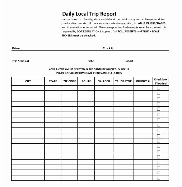 Trucking Trip Sheet Templates Inspirational 64 Daily Report Templates Pdf Docs Excel