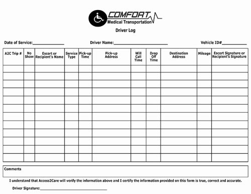 Trucking Trip Sheet Templates Inspirational Invoice fort Medical Transportation Driver Log form