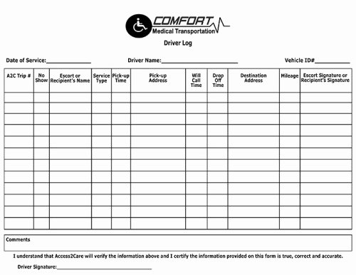 Trucking Trip Sheet Templates Inspirational Invoice fort Medical Transportation Driver Log form