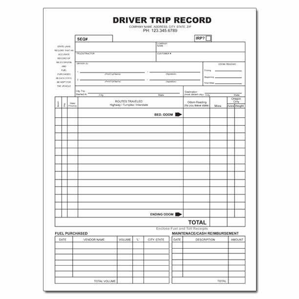Trucking Trip Sheet Templates Inspirational Trucking Pany forms and Envelopes Custom Printing