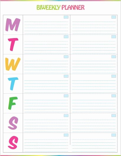 Two Week Calendar Template Awesome Free Printable Bi Weekly Planner – Cute &amp; Colorful