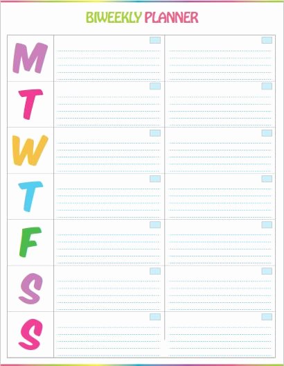 Two Week Calendar Template Awesome Free Printable Bi Weekly Planner – Cute &amp; Colorful