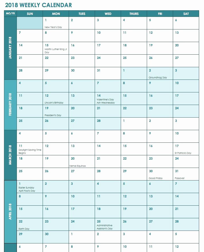 Two Week Calendar Template Inspirational Free Excel Calendar Templates