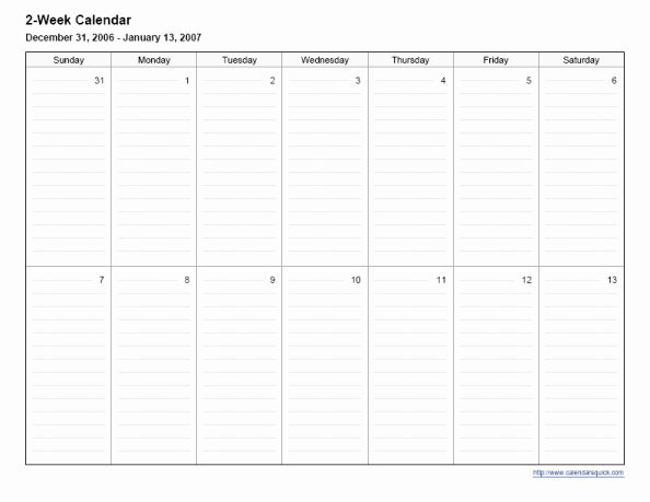 Two Week Calendar Template Lovely Printable 2 Week Calendar Calendarsquick