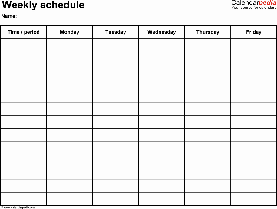 Two Week Calendar Template Luxury Free Weekly Schedule Templates for Excel 18 Templates