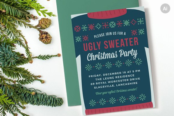 Ugly Sweater Invitation Template Free Beautiful Ugly Sweater Christmas Party Invite Invitation Templates