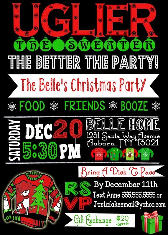 Ugly Sweater Invitation Template Free Best Of Note This is for A Digital File Only Nothing Will Be