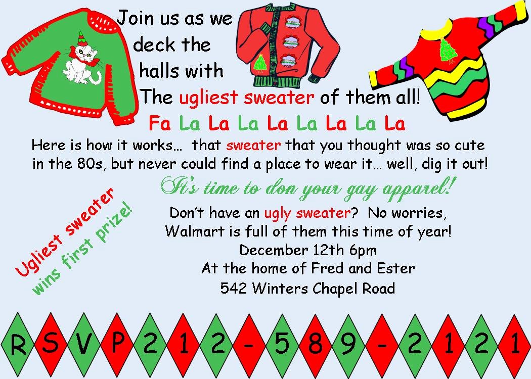 Ugly Sweater Invitation Template Free Lovely Funny Christmas Invite Wording