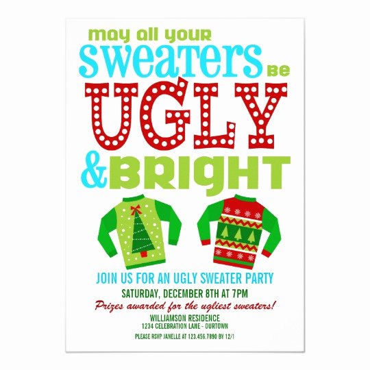 Ugly Sweater Invitation Template Free Luxury Ugly N Bright Christmas Sweater Party Invitation