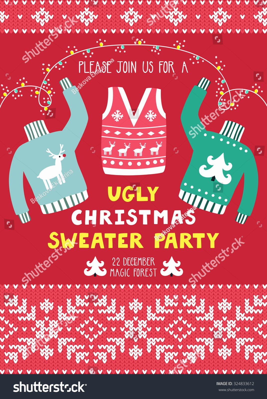 Ugly Sweater Invitation Template Free New Vector Invitation Template with Ugly Sweaters