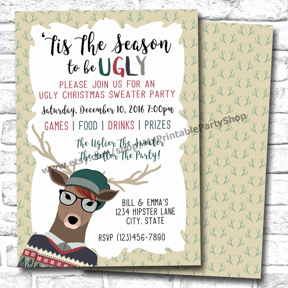 Ugly Sweater Invitation Template Free Unique Ugly Christmas Sweater Party Invitations for the Most