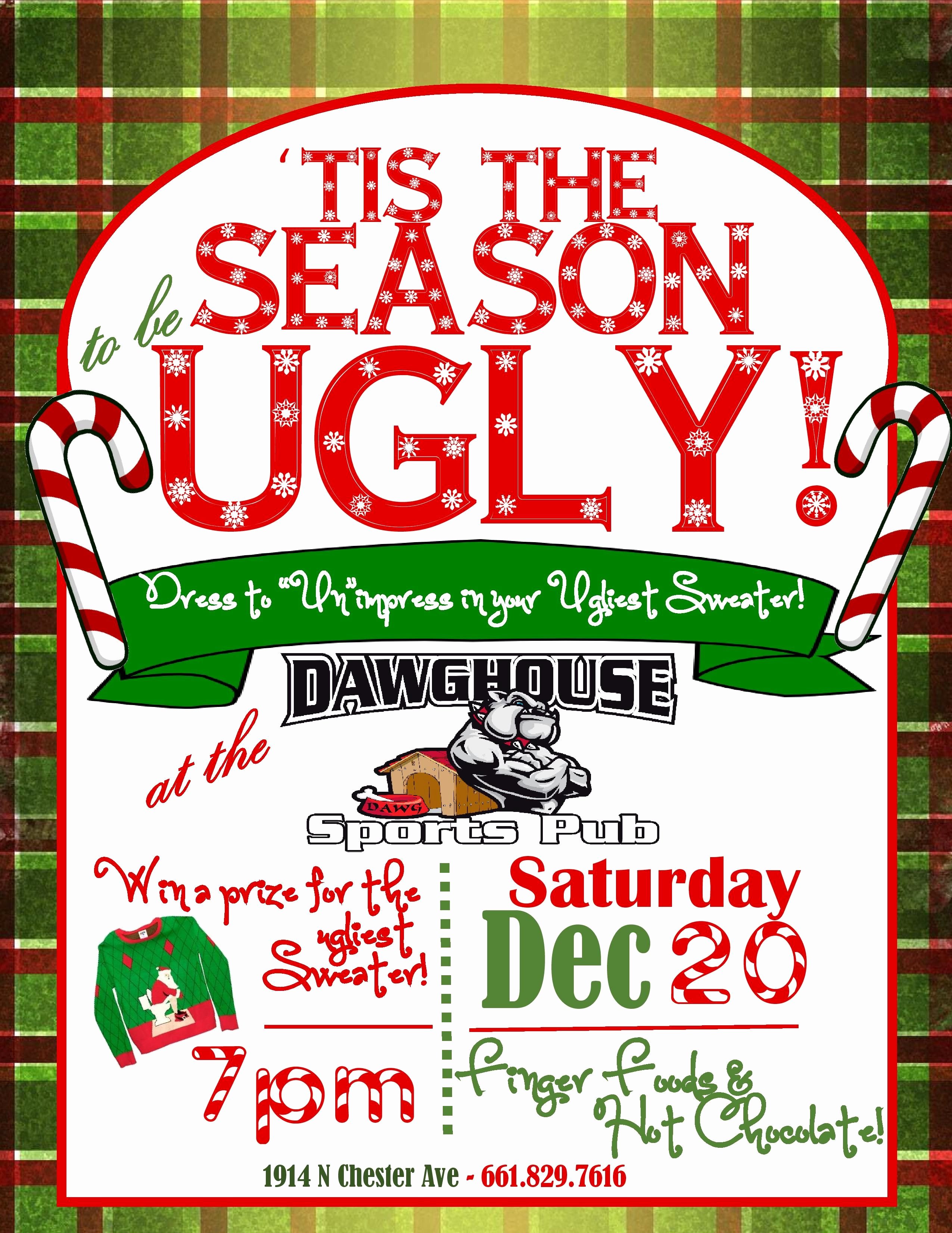 Ugly Sweater Party Invitation Template Free Awesome Christmas Invitation Bar Flyer Ugly Sweater