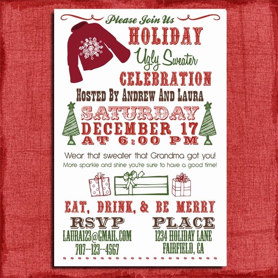 Ugly Sweater Party Invitation Template Free Best Of Holiday Christmas Ugly Sweater Party Invitation 4x6