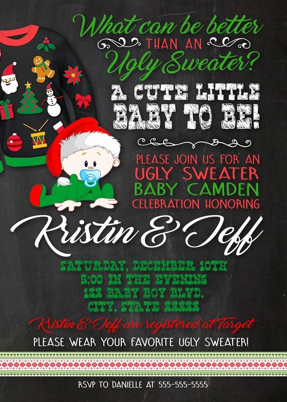 Ugly Sweater Party Invitation Template Free Elegant Ugly Christmas Sweater Customizable Baby Shower Invitation