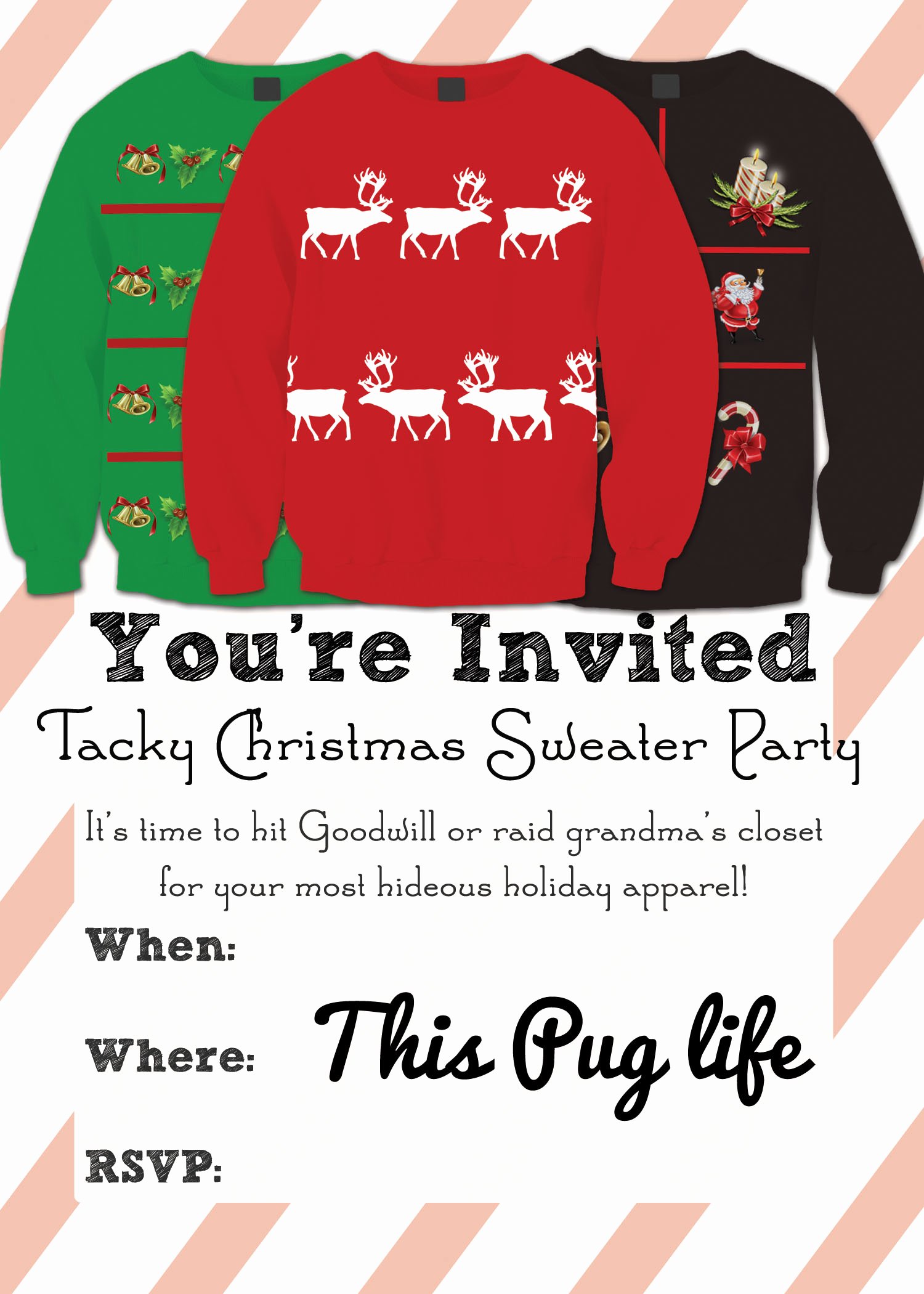 Ugly Sweater Party Invitation Template Free Fresh Tacky Christmas Sweater Party Invitations – Free Printable
