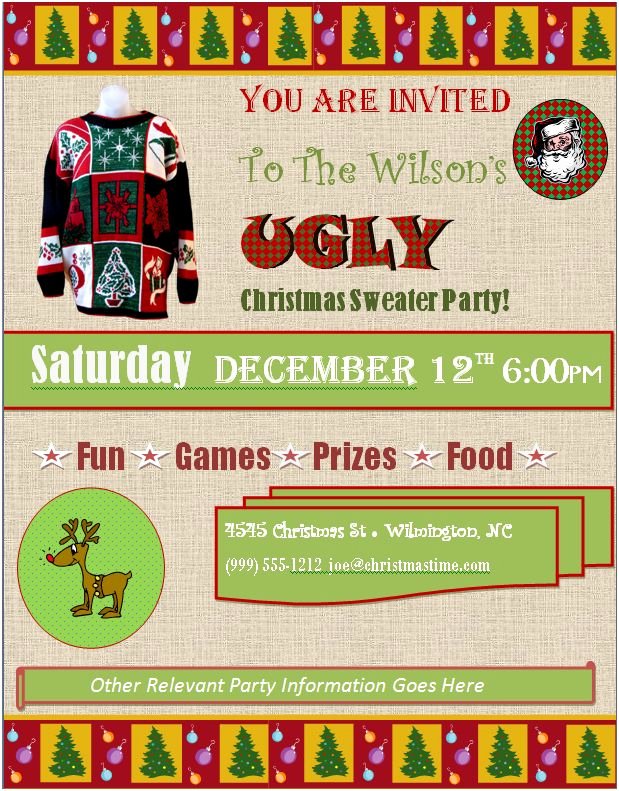 Ugly Sweater Party Invitation Template Free Fresh Ugly Christmas Sweater Party Invitations Free Downloads