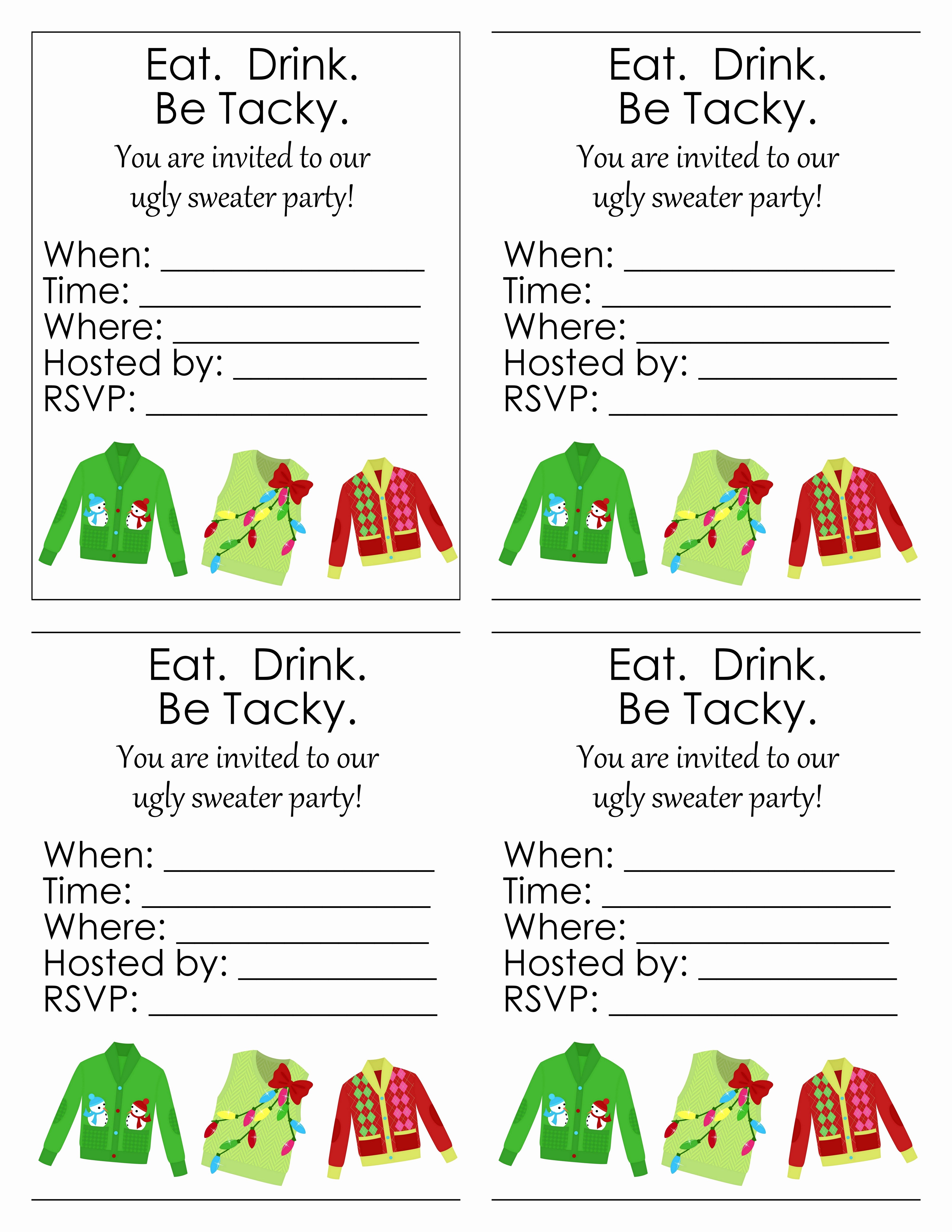 Ugly Sweater Party Invitation Template Free Fresh Ugly Sweater Party Free Printables the Country Chic Cottage