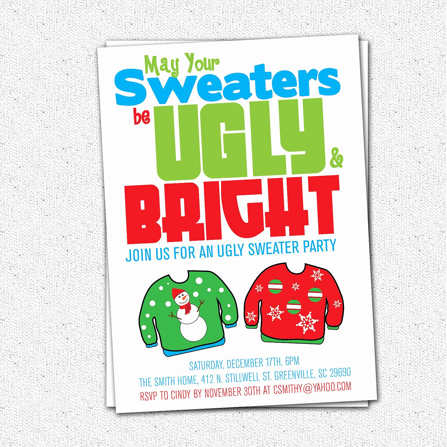 Ugly Sweater Party Invitation Template Free Fresh Ugly Sweater Party Invitation Tacky Holiday Christmas