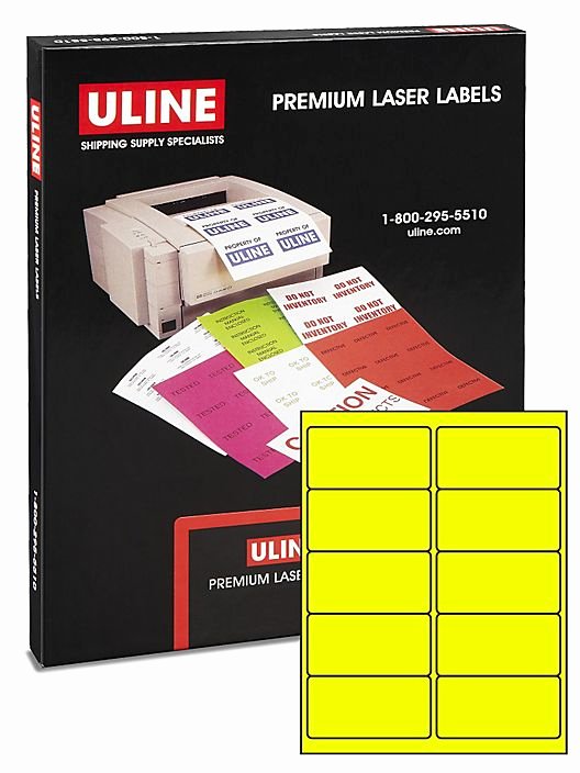 Uline Label Templates Inspirational Uline Laser Labels Fluorescent Yellow 4 X 2&quot; S 3847y