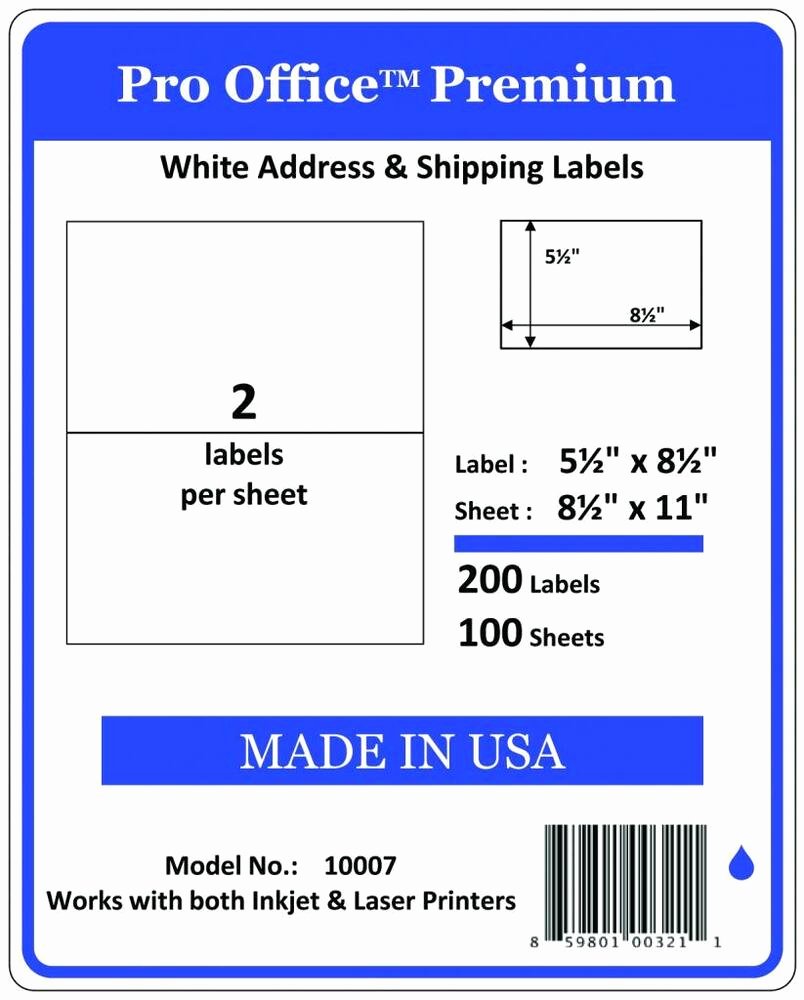 Uline Premium Laser Labels New Po07 Pro Fice Self Adhesive Premium Shipping Labels 8 5