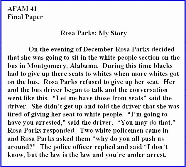 Unc Rosa Parks Final Paper Luxury Rosa Parks My Story Quotes Quotesgram