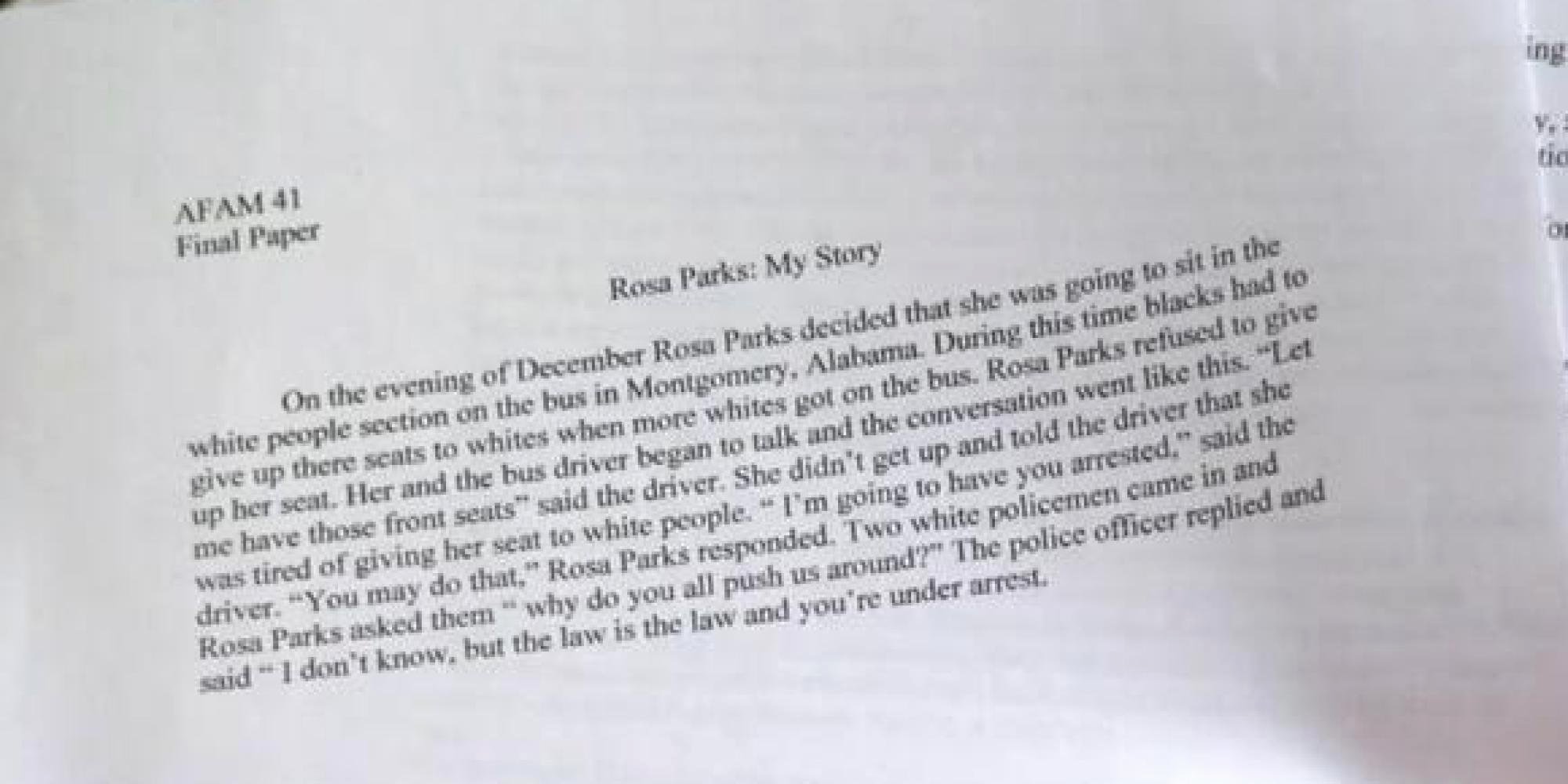 Unc Rosa Parks Final Paper New Unc Player Wrote This Paper Rosa Parks and somehow