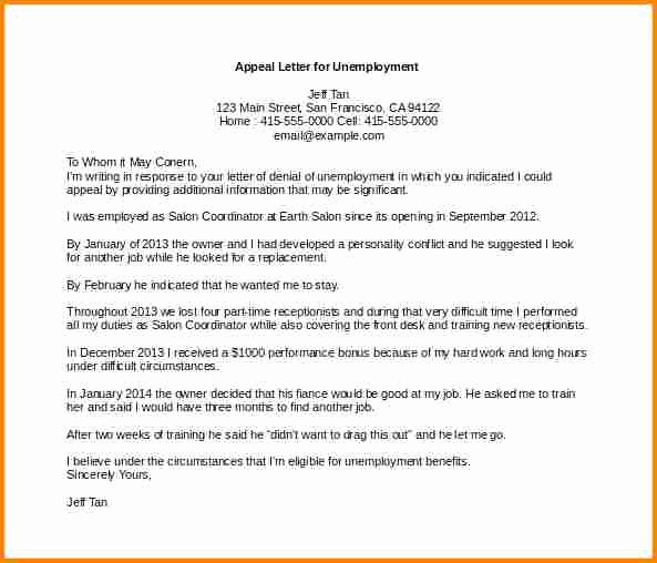 Unemployment Appeal Letter Beautiful 8 Sample Appeal Letter for Unemployment Denial