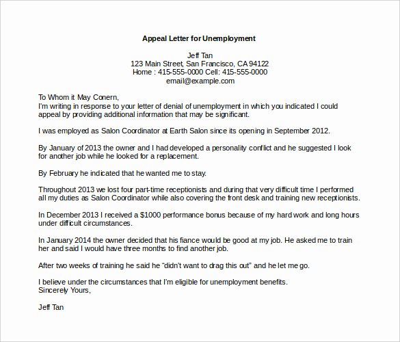 Unemployment Letter Template Luxury 18 Appeal Letter Templates Pdf Doc