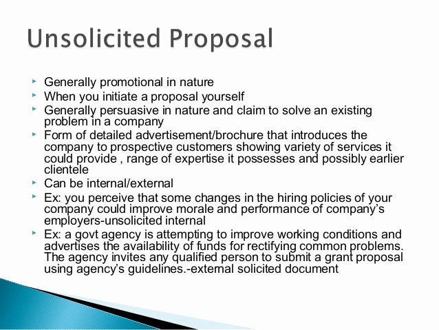 Unsolicited Proposal Sample Unique Business Proposal