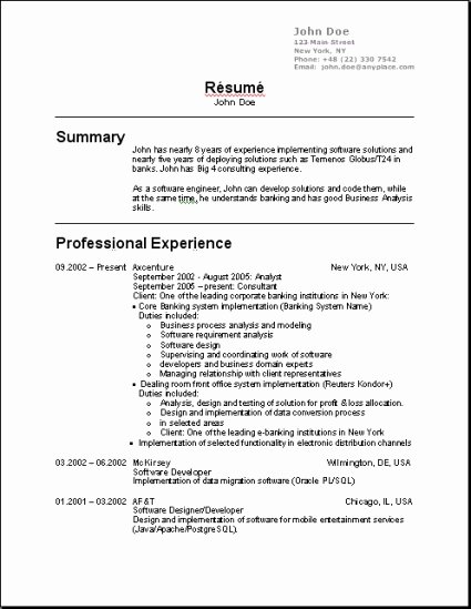 Us-style Resume Awesome Cv Template Jobs