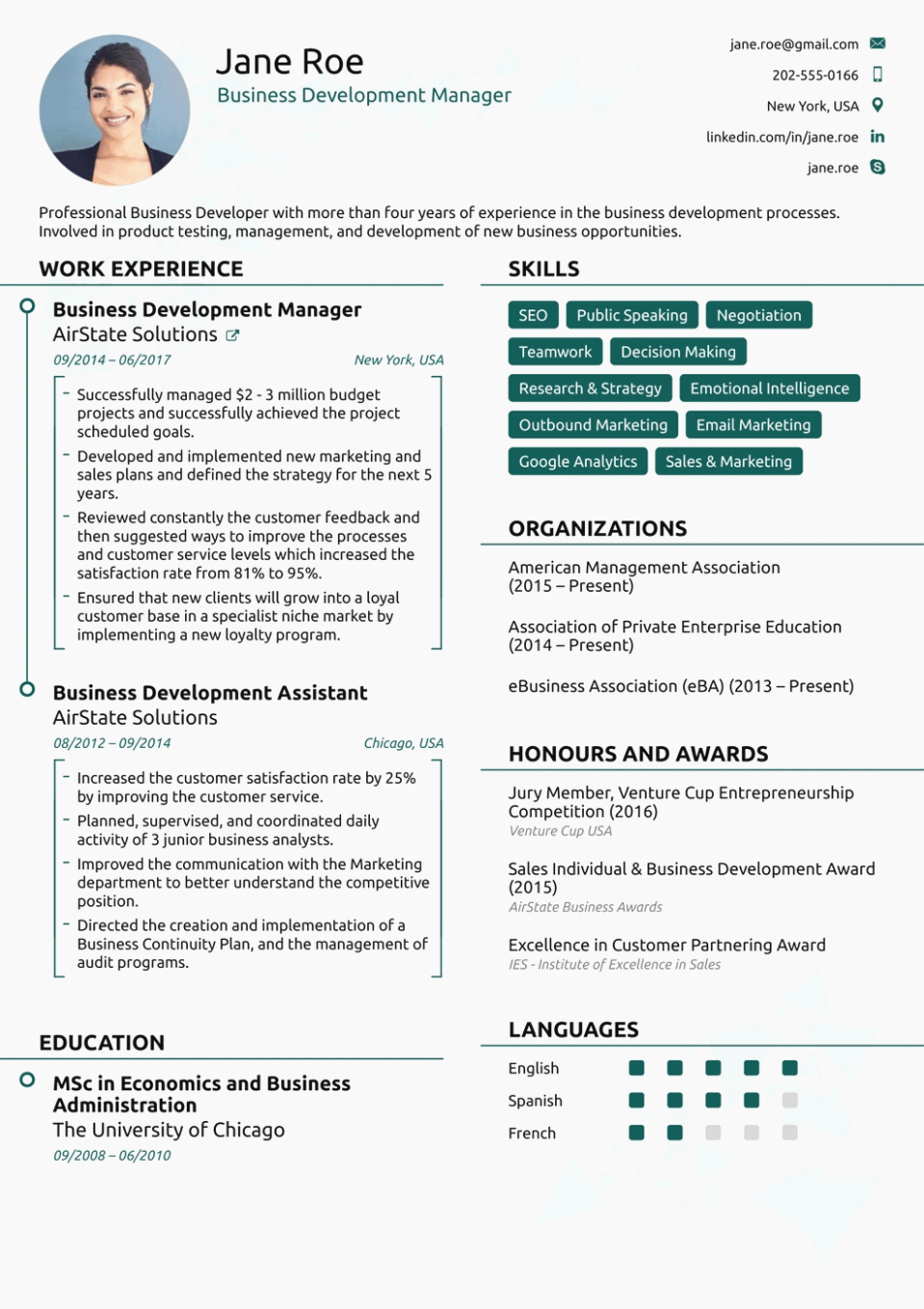 Us-style Resume Fresh the Miracle Us Style