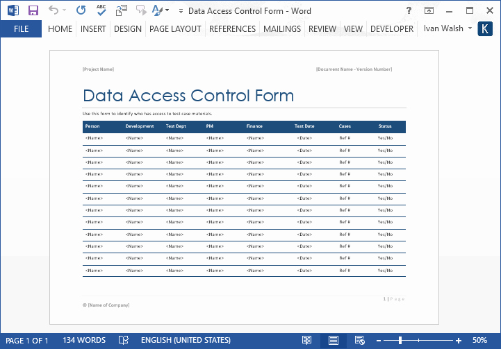 User Access Request form Template Best Of Data Access Control form – Word Template – software Testing