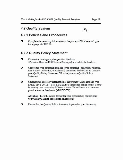 User Guide Sample Elegant iso Quality Manual Template