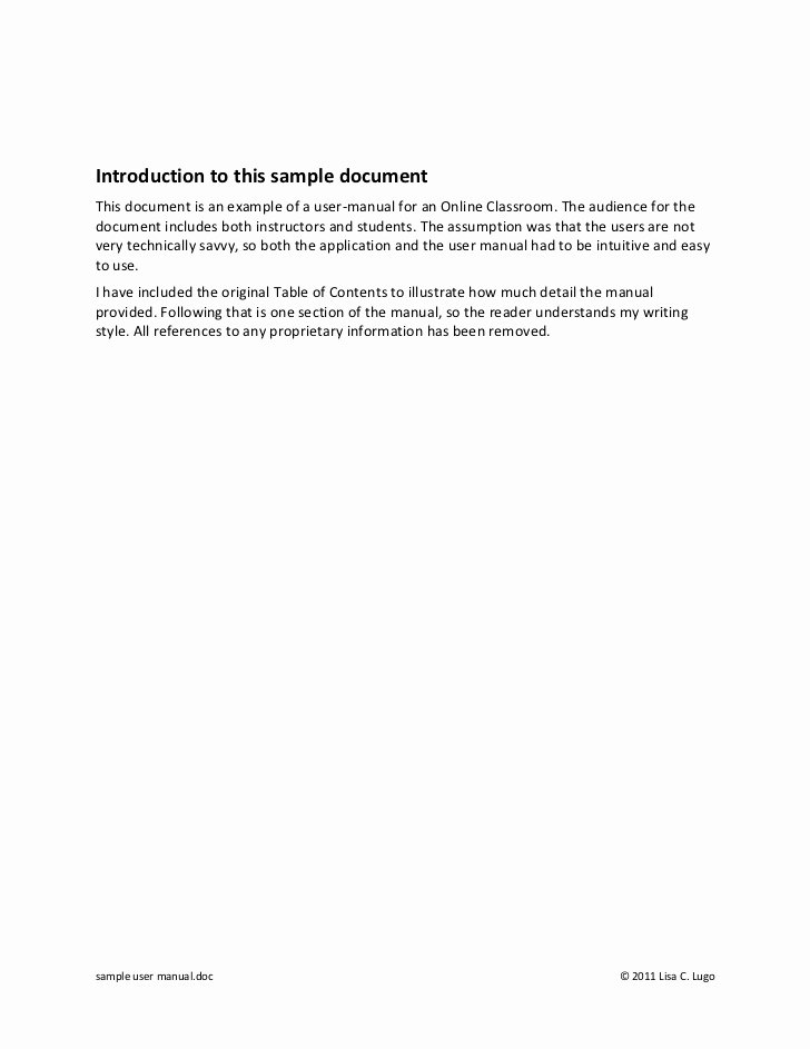 User Guide Sample Unique Sample User Manual