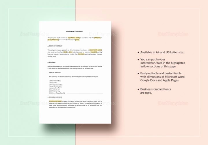 Vacation Policy Template Beautiful 2 Vacation Policy Templates Pdf Doc