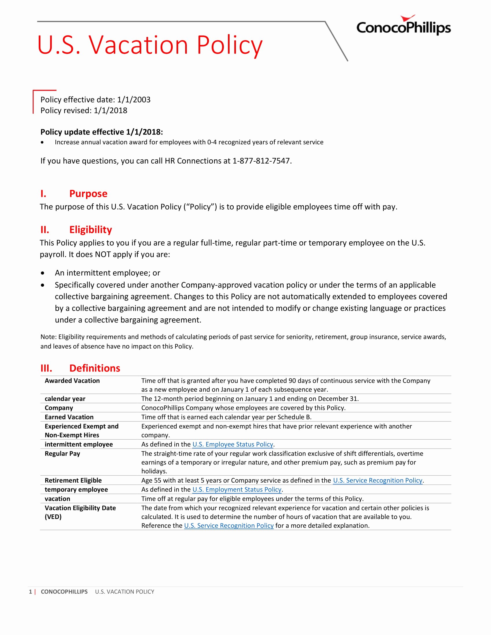 Vacation Policy Template