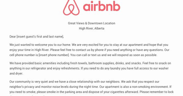 Vacation Rental House Rules Template Lovely Download the Airbnb Wel E Letter Template as Airbnb