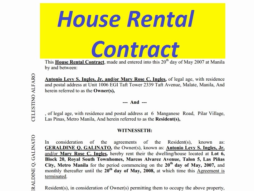 Vacation Rental House Rules Template New House Rental Contract Free to Print Doc and Pdf