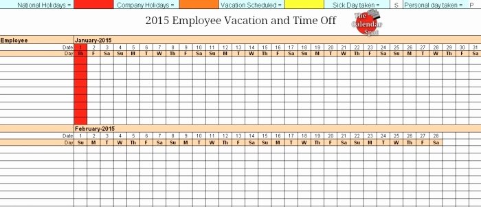 Vacation Schedule Template 2016 Best Of Employee Time F Calendar Template