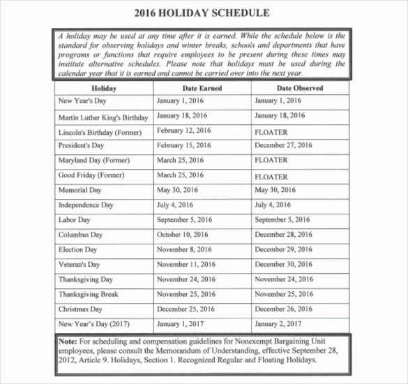 Vacation Schedule Template 2016 Best Of Holiday Schedule Template – 15 Free Pdf Documents