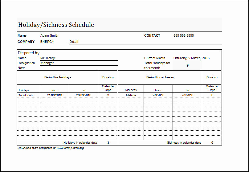 Vacation Schedule Template 2016 Best Of Ms Excel Printable Cash Flow Report Template