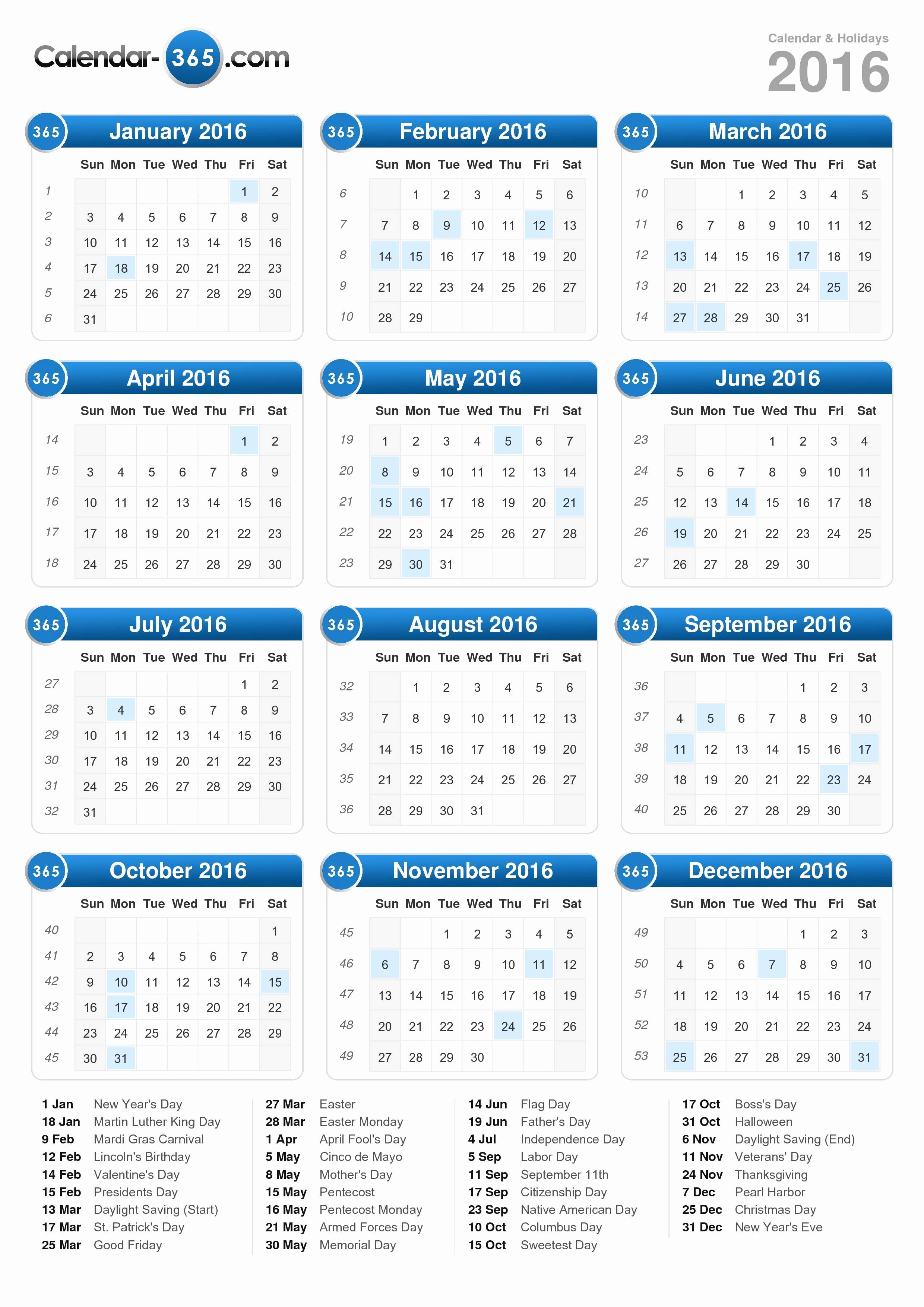 Vacation Schedule Template 2016 Elegant 2016 Calendar