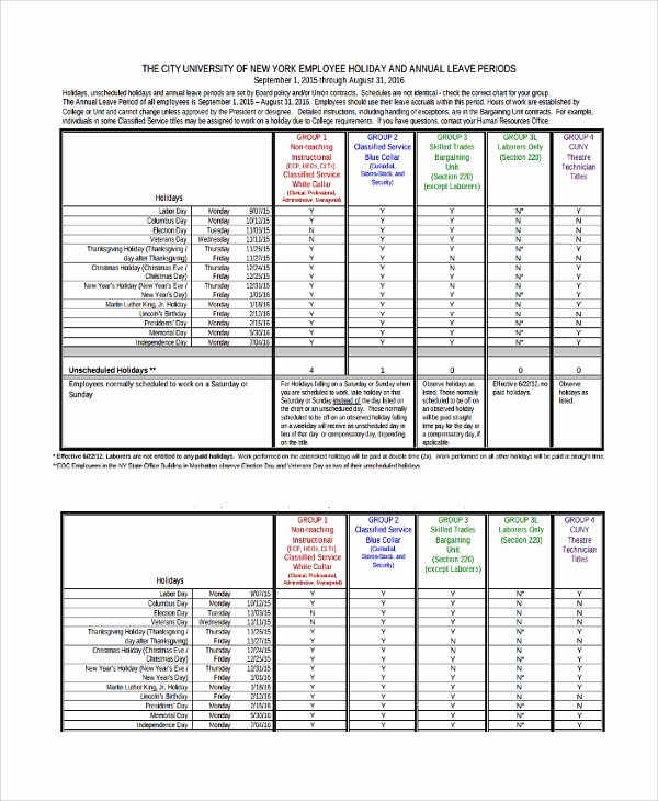 Vacation Schedule Template 2016 Lovely Sample Vacation Schedule Template 8 Free Documents