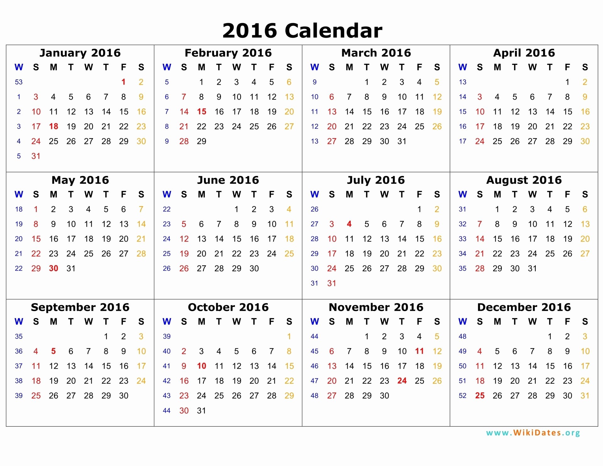 Vacation Schedule Template 2016 Luxury 2016 Calendar